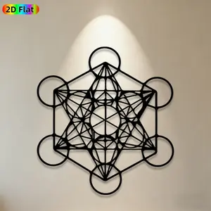 1pc Geometric Hexagram Metal Wall Art, Intricate Sacred Geometry Statue Mural, Ideal Gift for New Year, Christmas, Sacred Geometry Enthusiasts, +Metal Wall Decor Wall Sculptures, Perfect for Living Room Fence Wall & Outdoor Garden Wall Decor Enthusiasts