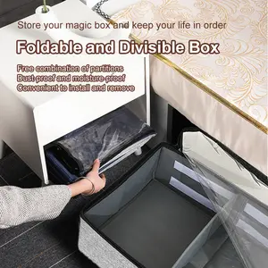 Valora home Underbed storage box 4 piece under bed storage container, capable of storing clothes, blankets, winter clothes and shoes - The under-bed storage container has handles, double zippers and a transparent top