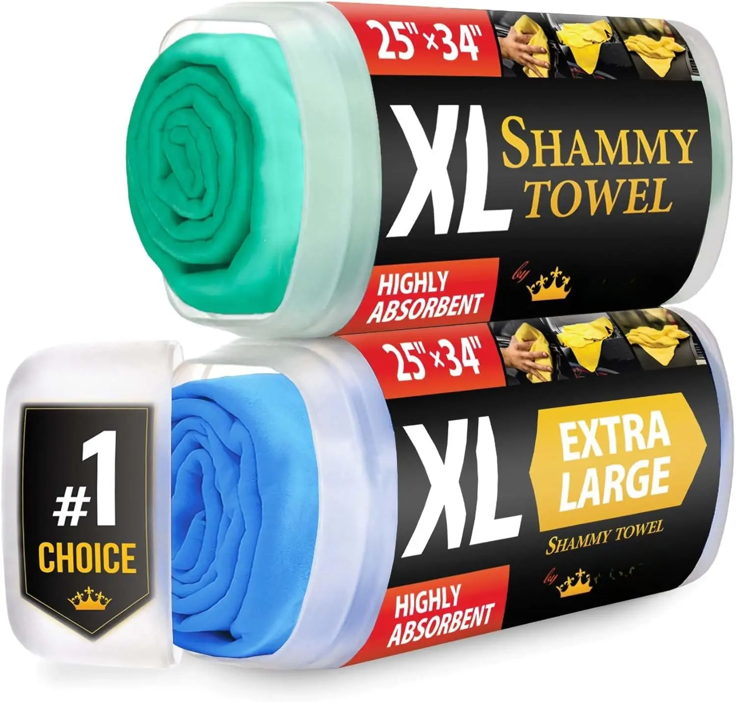 XL Shammy Towel for  - 2pk (34x25) - Super Absorbent Chamois Cloth - Spots & Scratch-Free -   Drying Towel