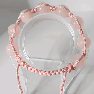 Rose Quartz Crystal bead Adjustable bracelet