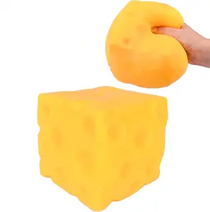 Squishy Cheese Block - Yellow Moldable Fidget Toy with Squeeze Feature Ideal for Play and Relaxation Fun Stress Relief