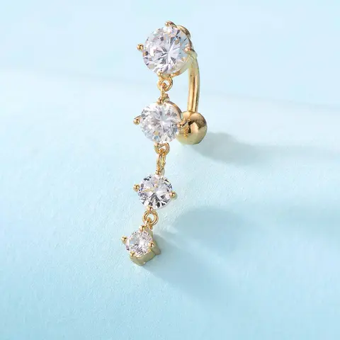 Women's Belly Button Rings Navel Ring Geometric Rhinestone Design Copper Material All Season Casual Wearable Body Jewelry Fashion Accessory