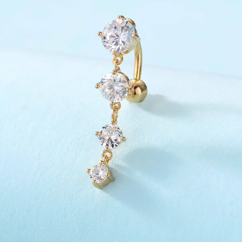 Women's Belly Button Rings Navel Ring Geometric Rhinestone Design Copper Material All Season Casual Wearable Body Jewelry Fashion Accessory