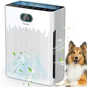 Air Purifiers for Home, PM 2.5 Air Quality Monitor Cover Up to 2200 Ft² with Pet mode, Timer, HEPA Air Purifier with Washable Pre-filter, Fragrance Sponge for Smoke, Odor, Dander, Pollen (Black)