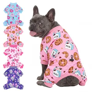 XPUDAC 4-Pack Adjustable Dog Pajamas Soft Stretchy Puppy Onesies for Small Medium Large Dogs Cats Pet Outfit with Drawstrings Breathable Elastic Machine Washable, Clothing