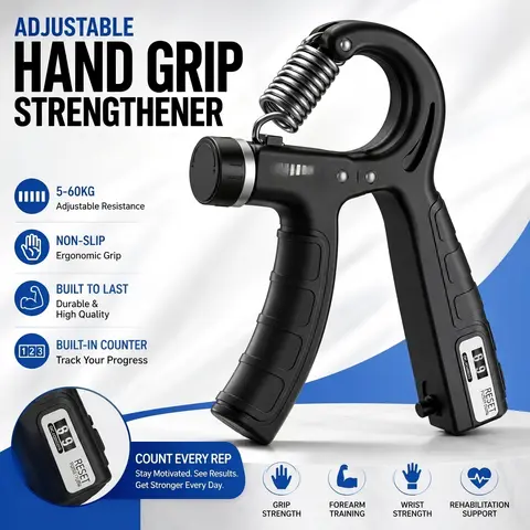 Unisex Adjustable Grip Strength Hand Strengthener - 2026 Compact Non-Slip Workout Equipment, Resistance Control, Ergonomic Design for Forearm, Wrist & Finger Training, Home Use, Rehabilitation, Adjustable Grip Strength Hand Strengtheners