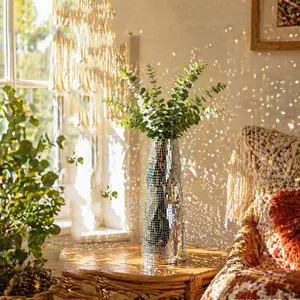 Geometric Spiral Glass Vase DIY Kit, Handmade Home Garden Decor, Disco Ball Vase for Balcony Kitchen, Outdoor Decoration Vase