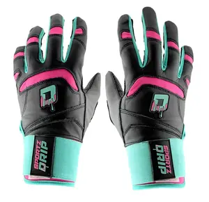 Sportz Drip Batting Gloves Black Pink Genuine Leather for Baseball Softball Players Unisex Youth Adult Sizes X Small to XL Padded Design