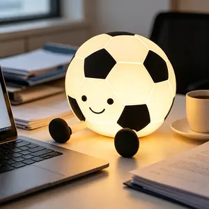 Football Night Light Cute Silicone Squishy Lamp 3-Level Dimmable Rechargeable LED Tap Light for Boys Kids Bedroom Aesthetic Funny Office Desk Decor