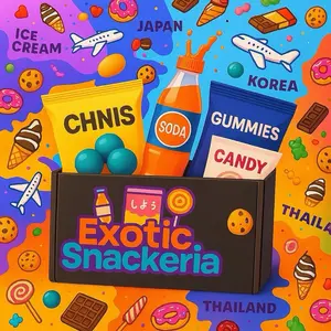 8 FULL Size Exotic Snacks Mystery Box – Assorted Chips, Gummies, Cookies, Candy and Soda Variety Pack Chocolate International Snack Japanese