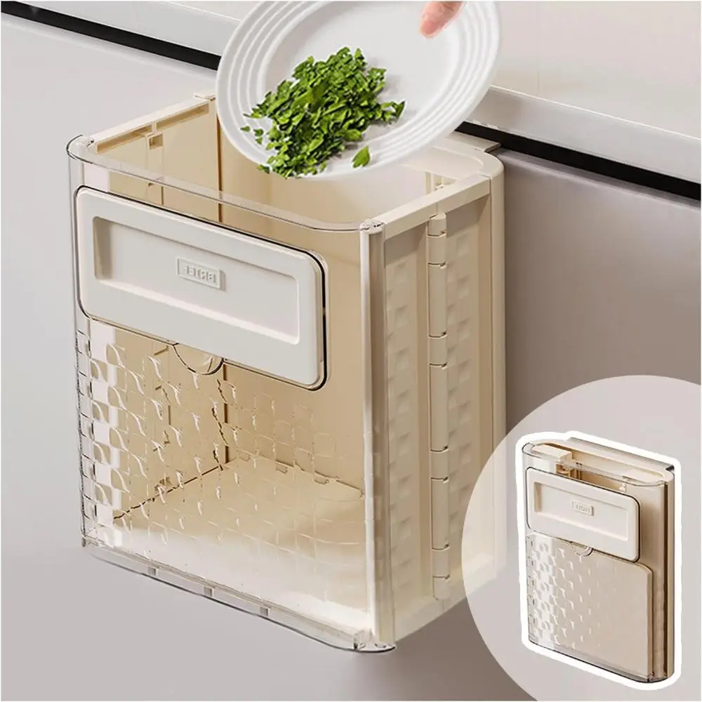 Wall Mounted Cabinet Door Hanging Trash Can, 1 Count Foldable Kitchen Waste Bin, Kitchen Waste Storage Box, Household Kitchen Accessories
