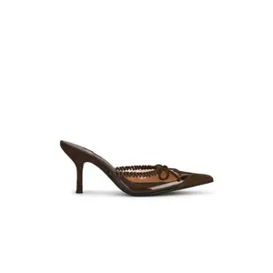 Jeffrey Campbell Clara Mule Pump in Brown Suede Combo