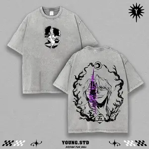 Aizen Bleach Hollow Form Tee | Sosuke Aizen Dark Manga Shirt | Viral Anime Streetwear Oversized Top | Purple Reiatsu Grunge Aesthetic | TikTok Trending Bleach Merch | Gift for Anime Fans USA