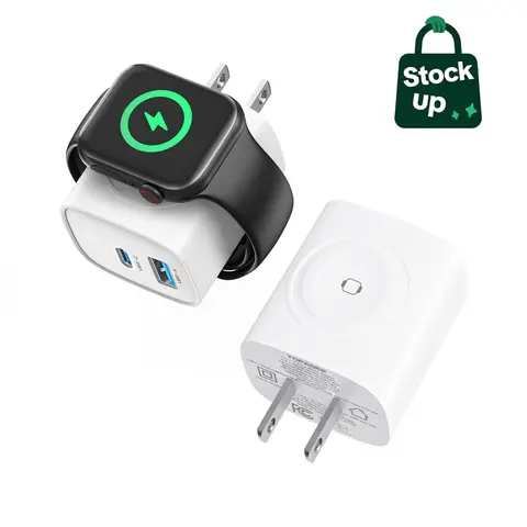 TOPADRE 20W PD USB-C 3-in-1 Magnetic Wireless Wall Charger - Cordless Block with Magnetic Suction, Quick Charge, Built-in Port Protection, Universal Compatible Chargers for Smartphone, Electronic Devices