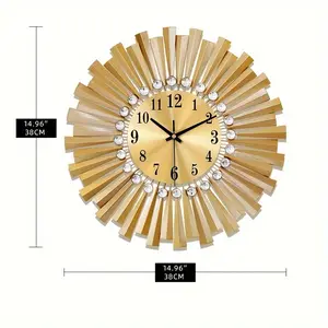 New Elegant Silent Metal Wall Clock - Modern Home Decor For Living Room & Bedroom Battery-Powered Round