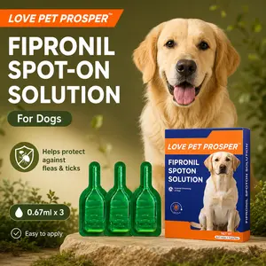 LOVE PET PROSPER Febrolide Flea and Tick Repellent Drops for Dogs, 0.67 ml x 3 tubes. Kills fleas, ticks, and mites. Safe ingredients, effective for 30 days.|COD