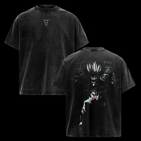 Men's Jujutsu Kaisen Okkotsu Yuta Fitted Distressed Vintage Graphic Top - Rika's Curse Art, Heisei Retro Short-Sleeve, Round Neck Casual Figure-Focused Funny Menswear, Anime Lover Gift