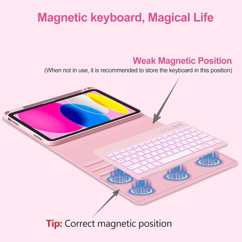 for iPad A16 11th 10th Generation Case with Keyboard - 7 Colors Backlight Detachable Folio Keyboard Case for iPad (A16) 11th Gen 2025 & 10th Gen 10.9 inch 2022, Wake/Up, Light for iPad A16 11th 10th Generation Case with Keyboard - 7 Colors Backlight Detachable Folio Keyboard Case for iPad (A16) 11th Gen 2025 & 10th Gen 10.9 inch 2022, Wake/Up, Light
