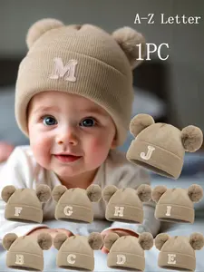 26 Letter Knitted Hat, Classic Thick Warm Polar Fleece Lined, Unisex Winter Beanie, Suitable for Cold Weather, Boys and Girls
