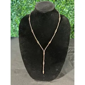 Faux Navajo Beaded Lariat Necklace COPPER with Tapered Beads