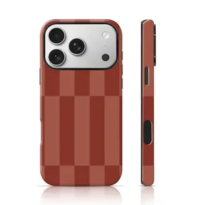 Burgundy Offset Stripe Design Mobile Phone Case Drop Proof for iPhone 17 Pro Max/16 Pro Max /15Pro Max 15/14/13/12 & Samsung S26 /S25Ultra Trendy Personalized Phone Case
