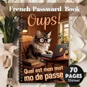 French Password Notebook with Password Manager, Website Username Password Login Log Book, Senior Password Diary, Office Gift