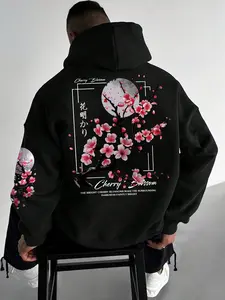 Unisex Graphic Hooded Sweatshirt, Floral Print, Floral Hoodies, Streetwear Style, Loose Fit, Long Sleeve, Casual & Trendy, Fall Winter Outdoor Fashion