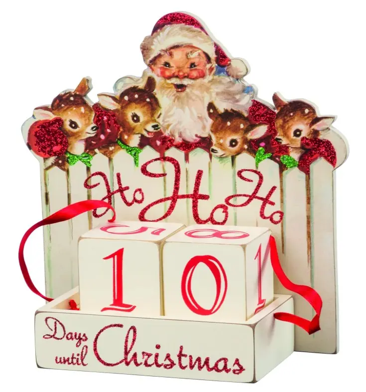 Vintage Christmas Wood Countdown Box, Ho