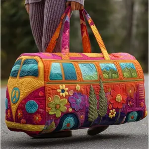 Unisex Boho Quilted Weekender Travel Bag - Lightweight, Comfortable, Hippie-Designed Luggage Bag for Short Trips