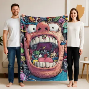 1 piece The Devouring Maw and Chaotic Items themed flannel blanket - Modern design flannel blanket, suitable for sofas and beds, all-season use, super soft and comfortable, digital printing, 100% polyester material, machine washable, suitable for