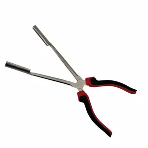 High Voltage Spark Plug Wire Pliers - Long Reach Boot Puller & Cable Clamp Tool for Confined Engine Areas - Silver Anti-Slip Grip (Fits Most Cars/Trucks)