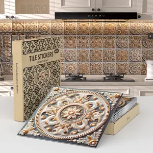 Kuujojo 48pcs Peel&Stick Vinyl Wall Tile Transfers Sticker 6x6inch Self Adhesive PVC Backsplash Tile Decals For Bathroom Kitchen Decor Ornaments