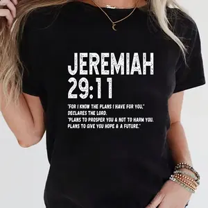 Women's Jeremiah 29:11 Scripture T-Shirt - Short-Sleeve, Faith-Based Everyday Apparel with "Plans to Prosper You" Print, Comfortable Fabric, Casual Fit Top,summerwins
