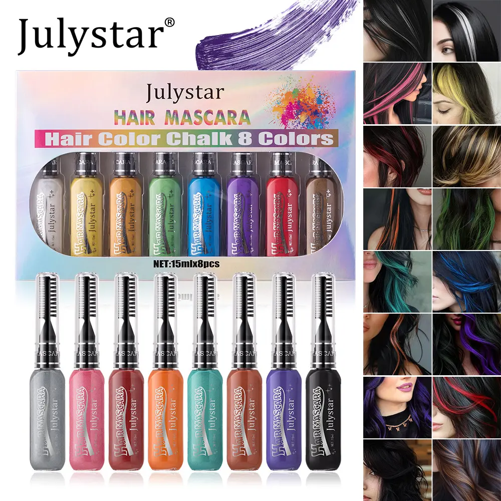 8-Piece Multicolor Mascara Set with Brush, Long-Lasting Smudgeproof Formula, Perfect for Halloween Party Makeup & Stage Performance