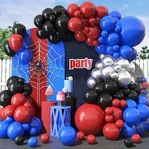 105pcs Red Blue Black Latex Balloons Garland Arch Kit for Spider Theme Birthday Wedding Graduation Season Party Background Home Decor Supplies
