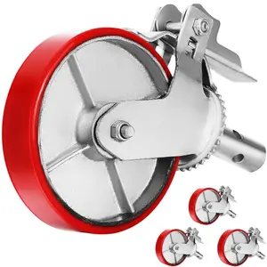 Fathersdaygift Heavy-Duty 4-Pack 8-Inch Polyurethane Scaffolding Wheels Set with 4400 Lbs Load Capacity, Locking Stem Hardware Casters with Brake, Replacement for Shelves, Workbenchesdealsforyoudays