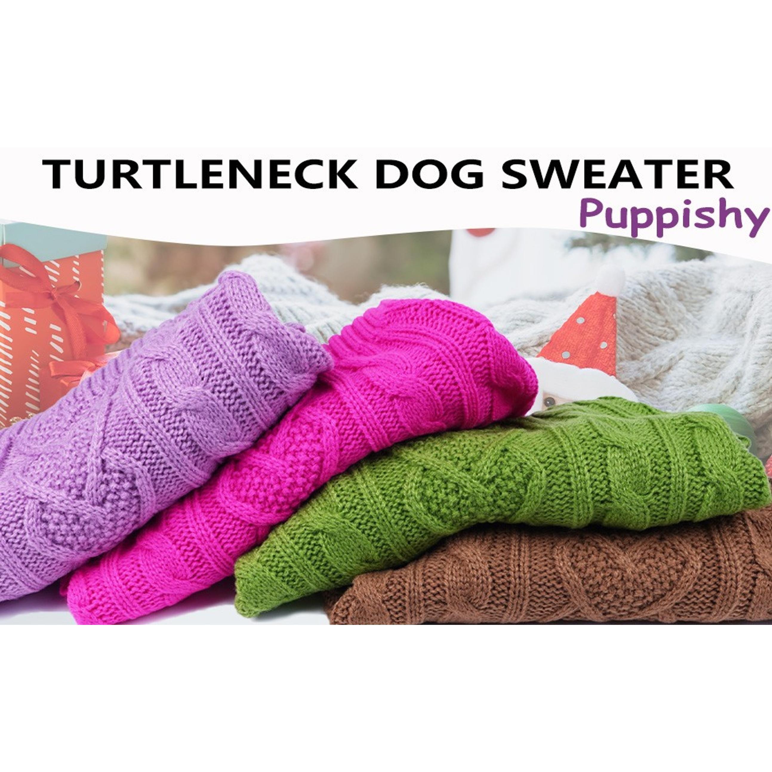 Dog Sweaters for Small Dogs Solid Knitted Puppy Sweater Dog Clothes for Winter Warm Chihuahua Clothes Turtleneck Pullover Pet Cat Sweater Mini Dachshund Knitwear(Dark Pink, Small)