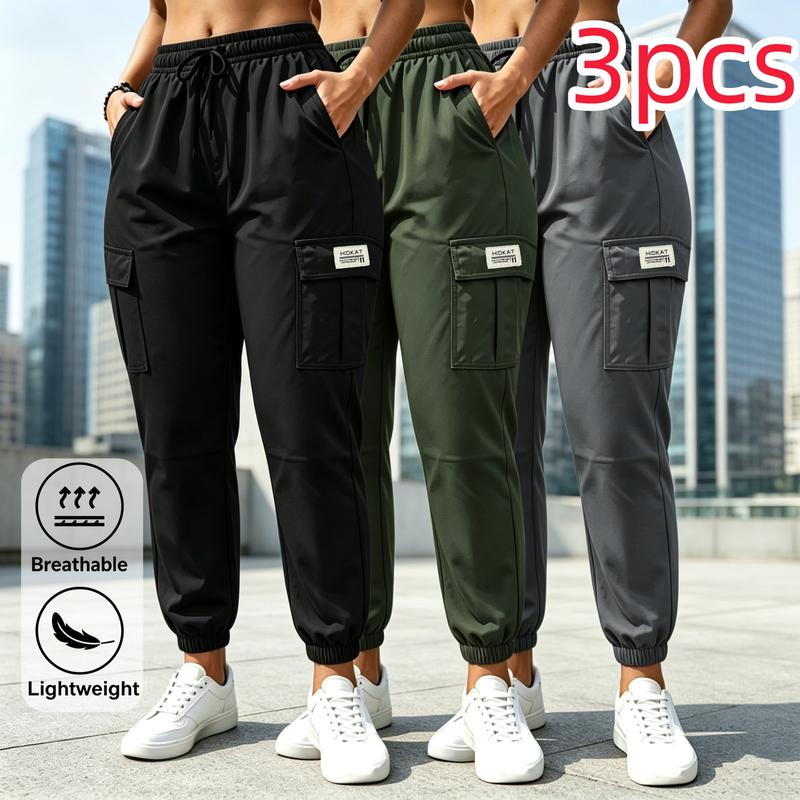 3PC Women's Sports Work Pants, Lightweight and Breathable, Elastic Drawstring, Multi Pocket Ankle Binding Work Pants, Suitable for Outdoor Work and Daily Leisure