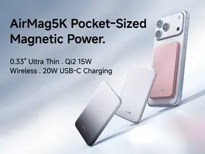 SHARGE Areomag Air 5000mAh Qi2 MagSafe Wireless Power Bank Ultra-Slim 8.7mm Fast Charging Portable Charger for iPhone, AirPods, Apple Watch, iPad & All Apple Devices