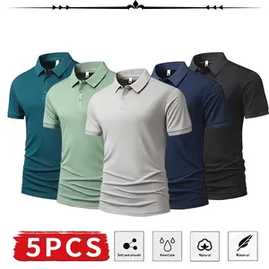 Men’s Solid-Color Short-Sleeve Polo Shirt, Multi-Color Options, Soft Knit Fabric, Skin-Friendly, Breathable, Moisture-Wicking, Lightweight, Comfortable, Simple Elegant Fit