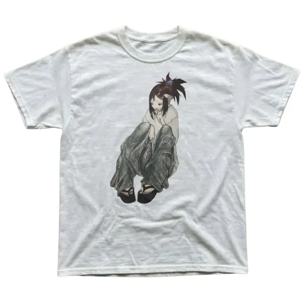 Gildan Men's and Women's T-shirt, Anime Girl Sad Graphic T-shirt, Unisex T-shirt, Gift T-shirt, Y2k Unisex Graphic Tees