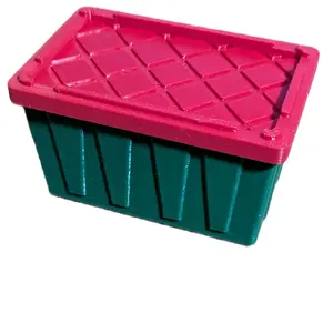 3D Printed Mini Christmas Storage Tote Compact Lightweight Red Lid Green Body for Small Items Portable Organiser Modern Design - Boxes