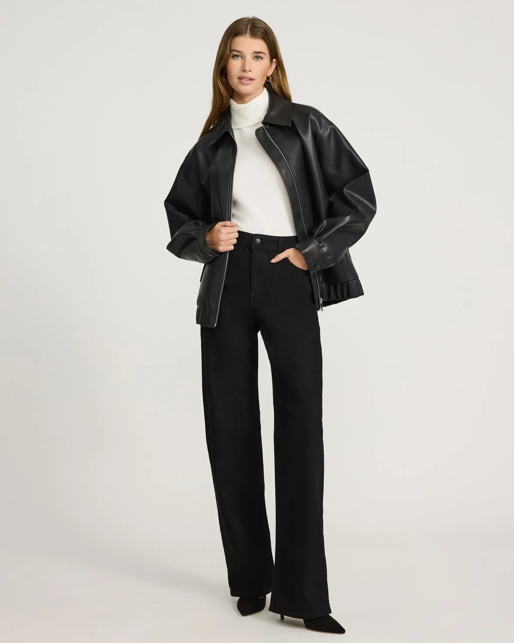 Express High Waisted Relaxed Straight Black Jeans