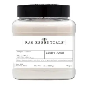 Raw Essentials Malic Acid - Food Grade - 14 Ounce Bottle - Used in Wine Making, Candies, Fruits, and Sour Snacks - Non GMO, Gluten Free, Vegan