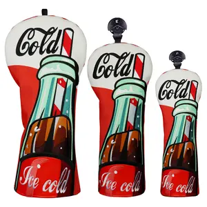 Craftsman Golf Ice Cold Cola Golf Club Headcover 3-Piece Set! Retro Design Driver/Fairway Wood/Hybrid Covers - Anti-Scratch Dustproof Golf Gear