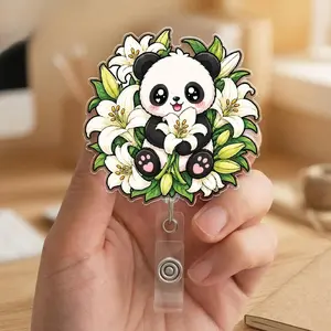 Panda Medical Badge Reel, Kawaii CNA Nurse Retractable ID Holder, Cute RN Healthcare Badge Gift 4X3