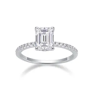 Emerald Cut Solitaire Ring – Moissanite on 925 Silver Band | Zariah Gold™