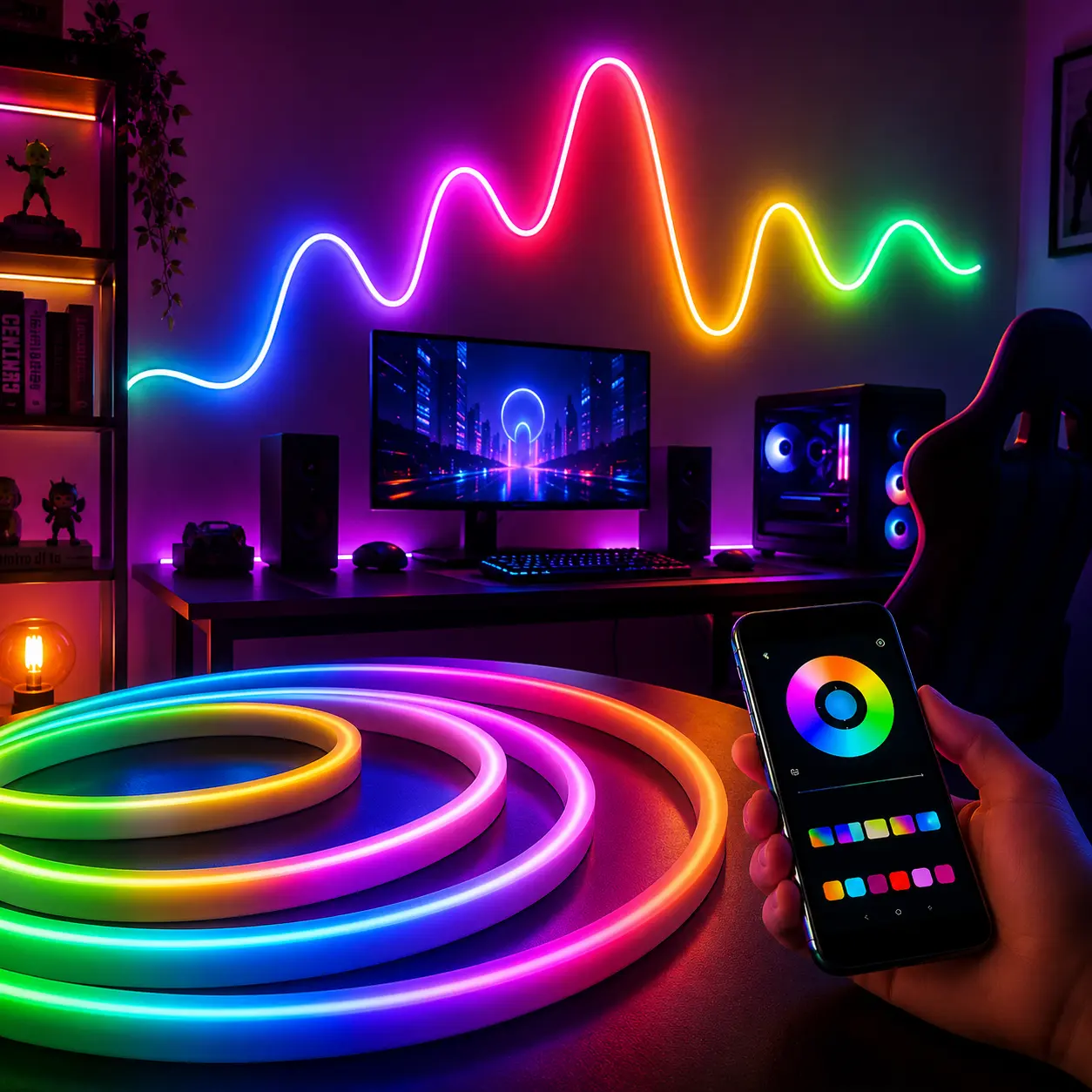 Smart RGB LED Strip Lights - App & Remote Controlled Color-Changing Ambient Lighting with Music Sync, Timer Setting, Flexible Tape for Bedroom (LED Lights Bedroom), Party Decor, Festive Gifts