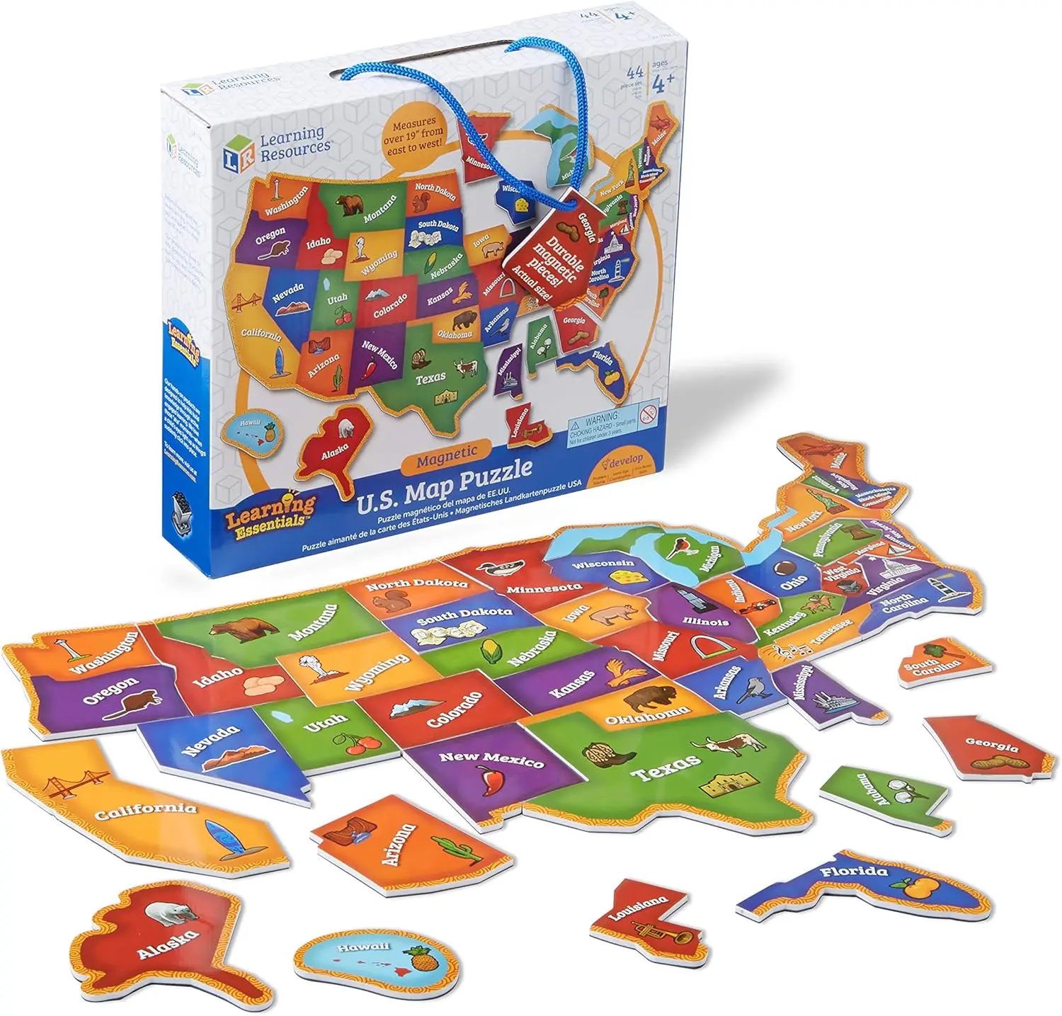 Learning Resources Magnetic U.S. Map Puzzle - Educational Map of the United States of America, Geography Matching Games, Kids Homeschool and Classroom Must Haves