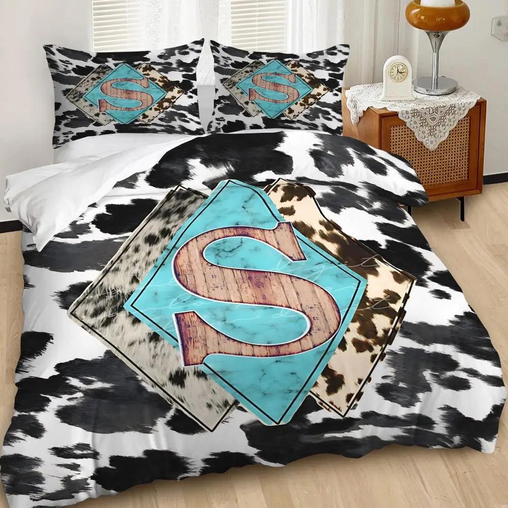 2/3Pcs Cowhide Pattern Duvet Cover Set, Modern Diamond Design Bedding Set, Soft and Cozy with Luxurious Touch, Perfect for Trendy Bedroom Decor. Includes 1 or 2 Pillowcase - No filling/Zipper Closure